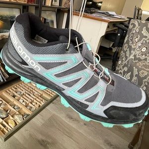 Salomon speedtrak trail running shoe women size 11 blue